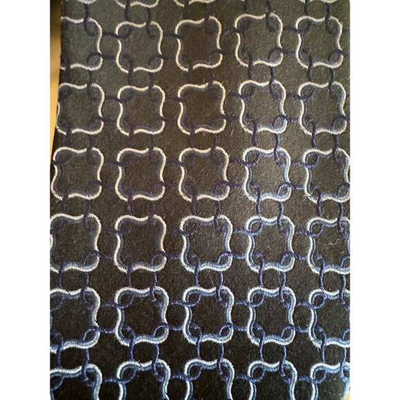 Barbara Blank Black Blue Geometric Silk Neck Tie - Picture 2 of 5